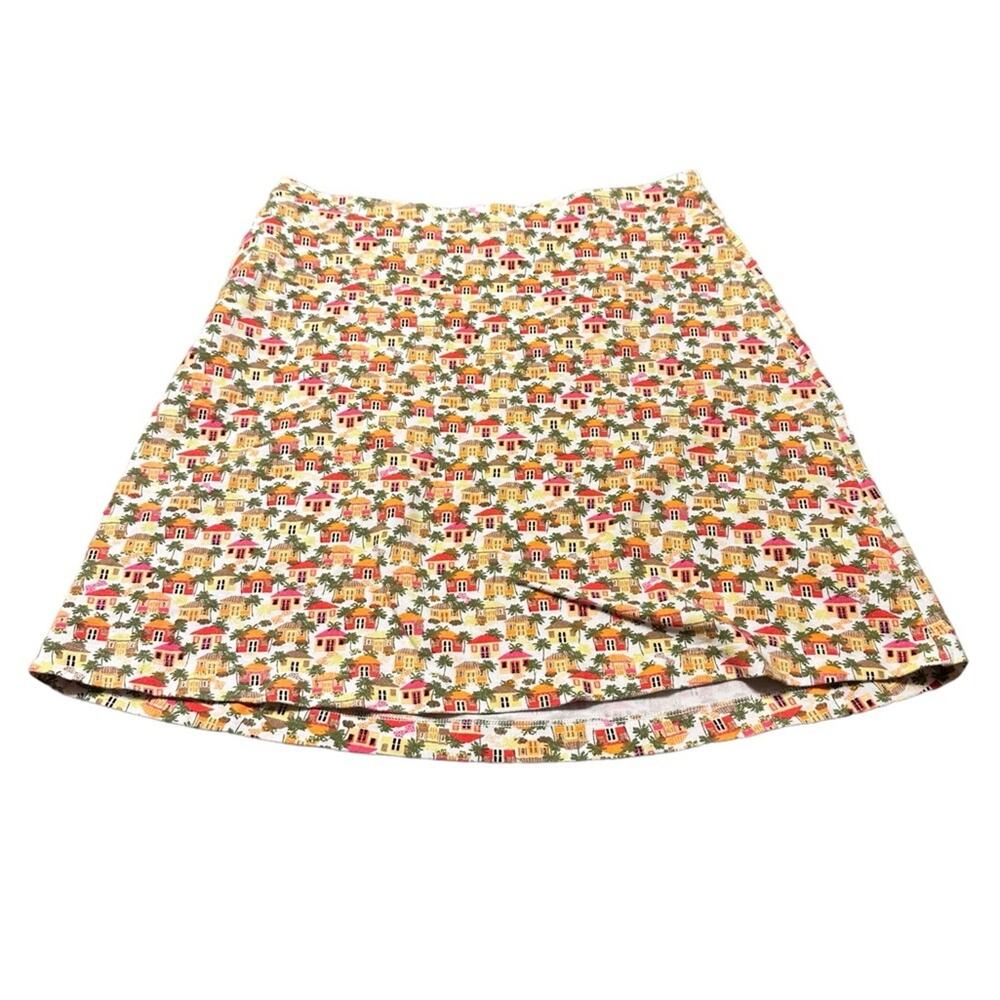 J. Jill Stretch Skirt House and Palm Trees Print size Small